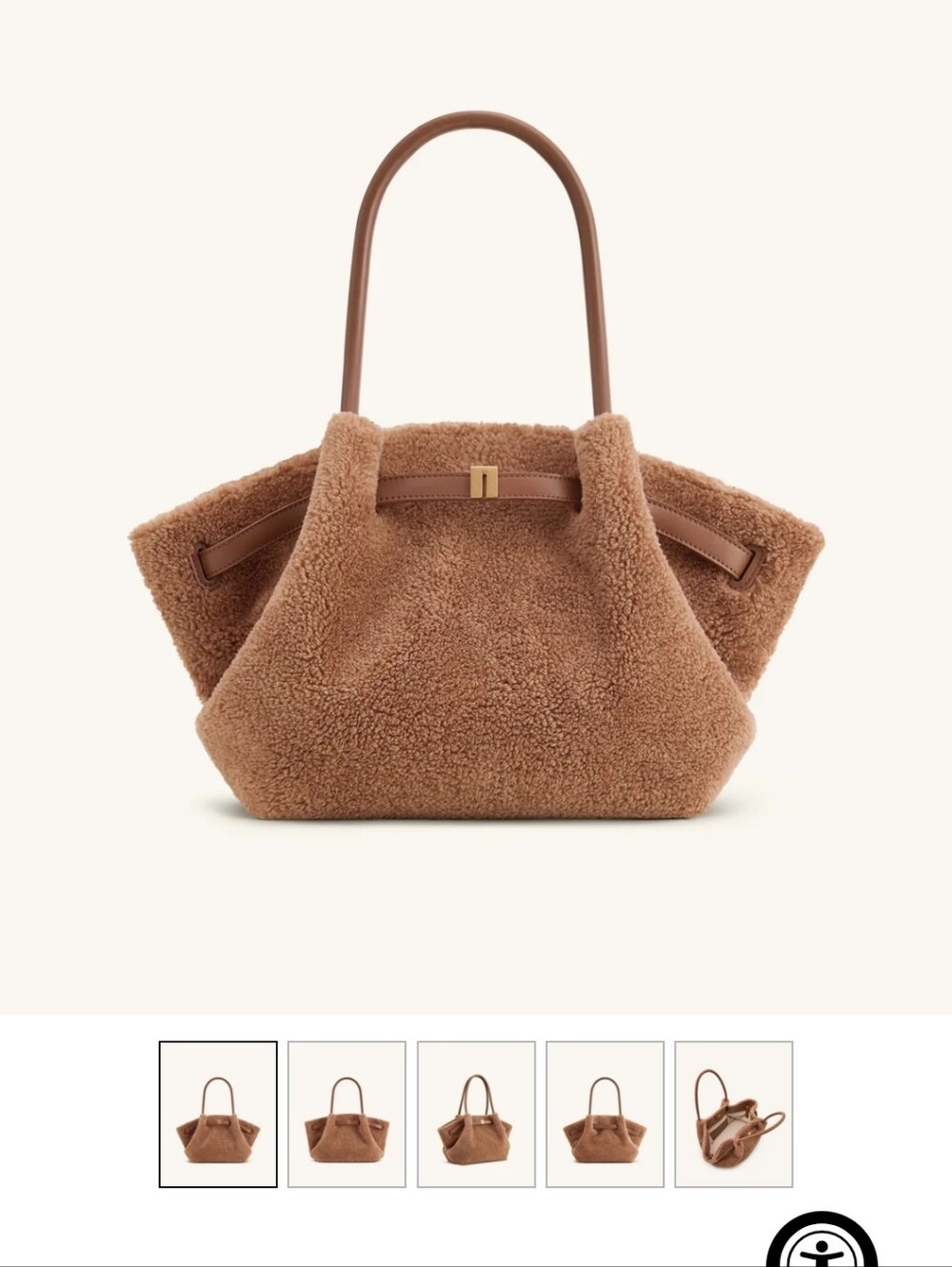 Plush Shearling Tote Bag in Brown